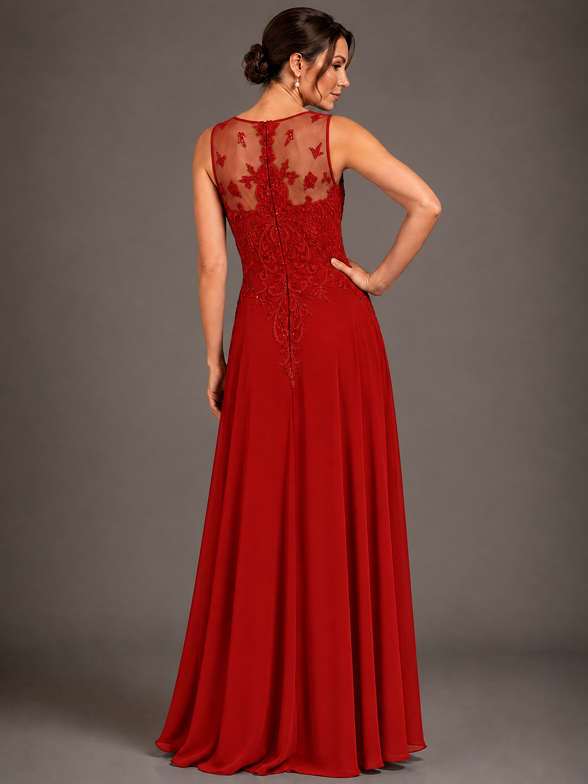 A-line 2 Pieces Chiffon Appliques Mother of The Bride Dresses with Jackets