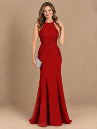 Halter Neckline Lace Appliques Mother of The Bride Dresses