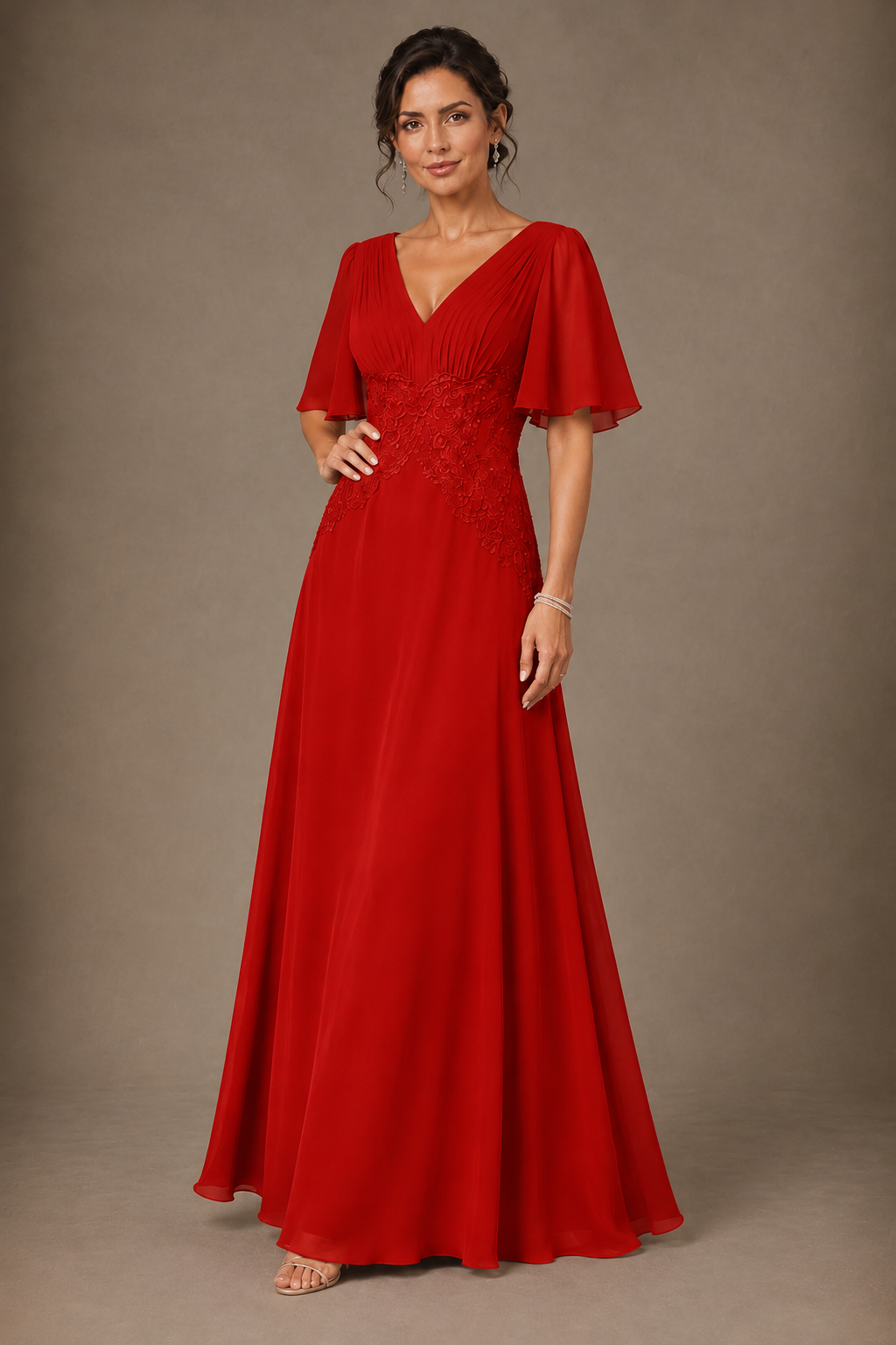 A-Line Chiffon Mother of the Bride Dress with Applique