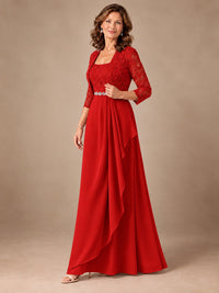 Blush Pink A-Line Mother of the Bride Dress with Lace Jacket and Ruffles