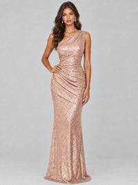 Sequin Mermaid One Shoulder Prom Dress Long formal Gown