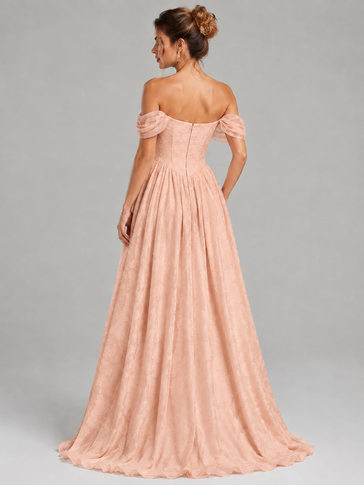 Off Shoulder Jacquard A-Line Maxi Dress