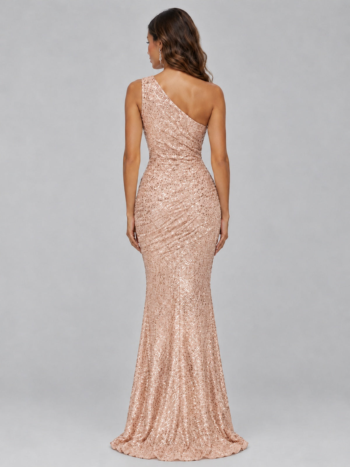 Sequin Mermaid One Shoulder Prom Dress Long formal Gown
