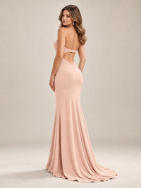 Light Blue Strapless Sweetheart Mermaid Prom Dress with Pleated Bodice