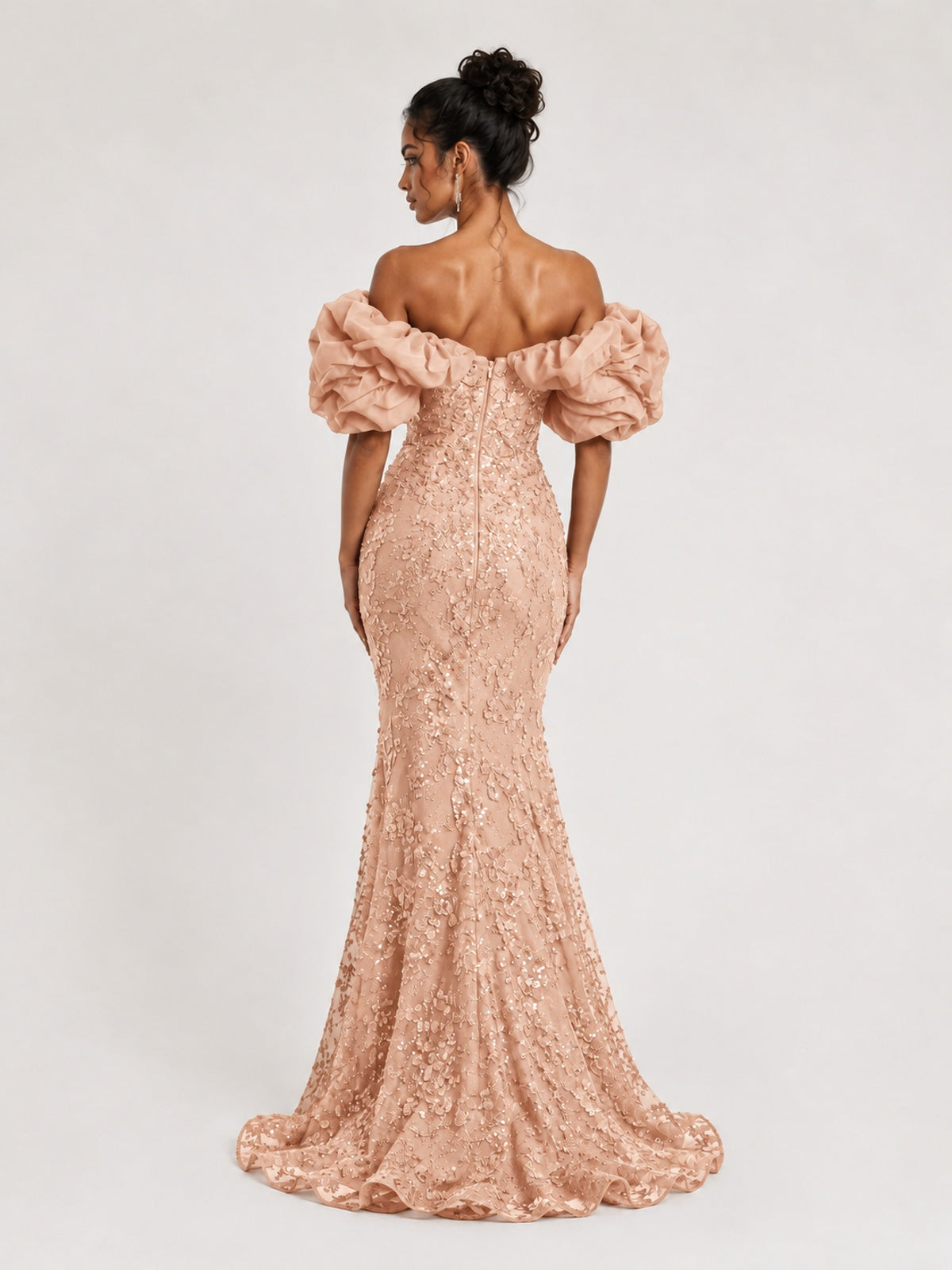 Sequin Off-Shoulder Ruffle Mermaid Prom Dress