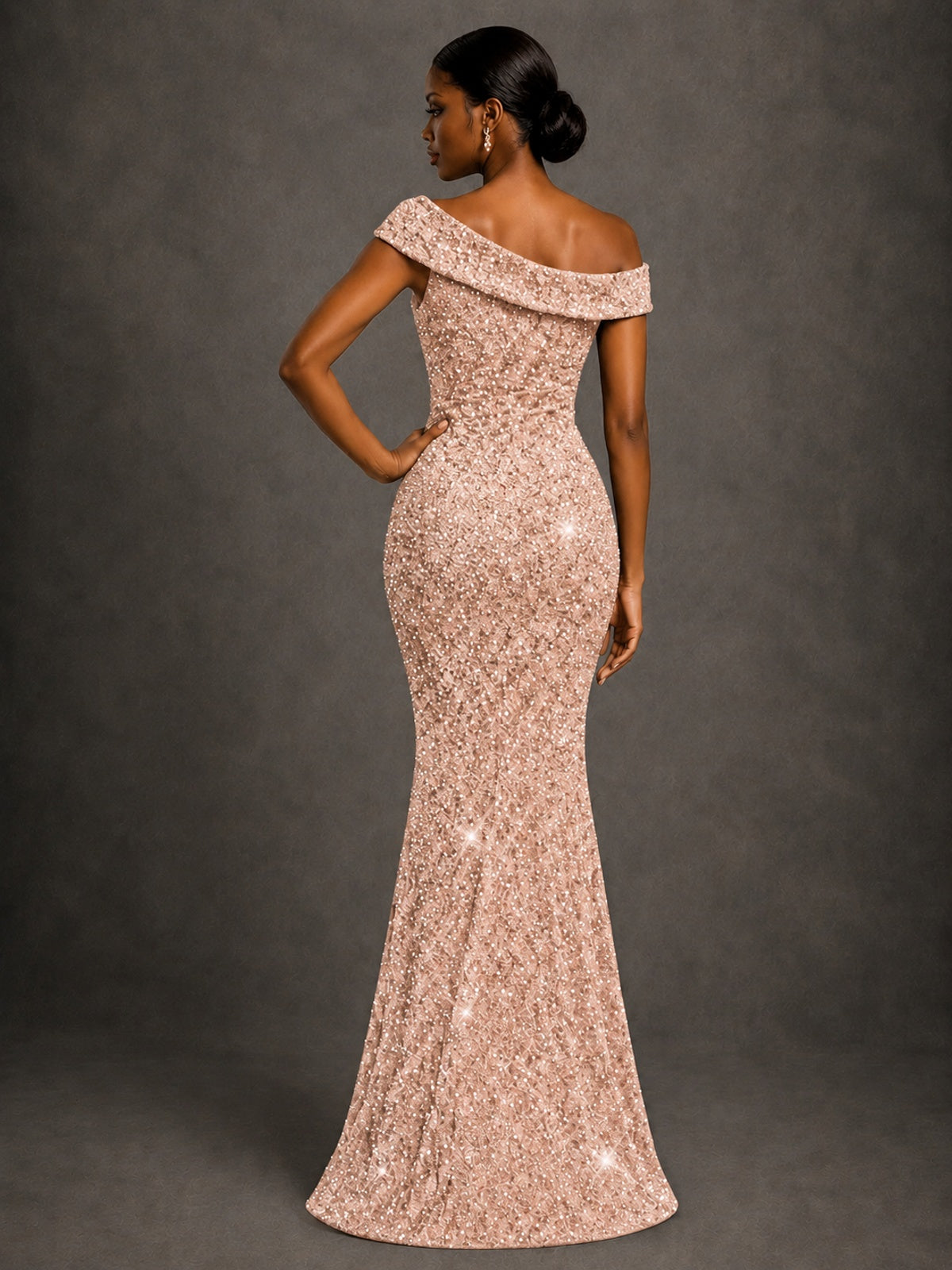 Sequin Off Shoulder Mermaid Prom Dress