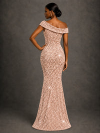 Sequin Off Shoulder Mermaid Prom Dress