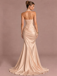Sparkling Halter Corset Satin Mermaid Prom Dress