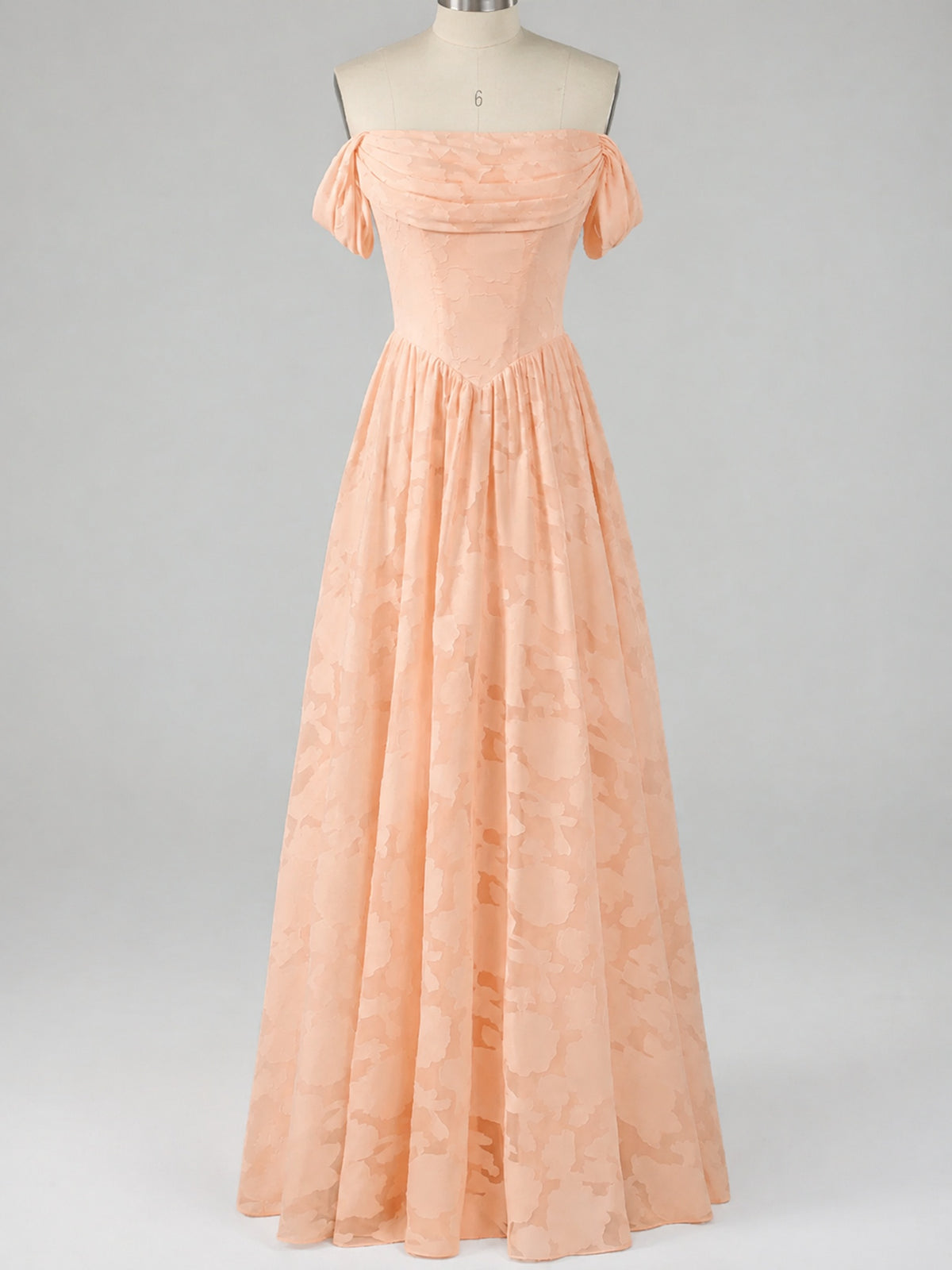 Off Shoulder Jacquard A-Line Maxi Dress