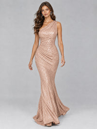 Sequin Mermaid One Shoulder Prom Dress Long formal Gown