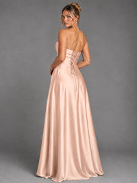 Sweetheart Neck Strapless Satin A-Line Prom Dress