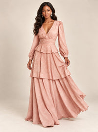 Blush Pink Floral Long Sleeve Maxi Dress