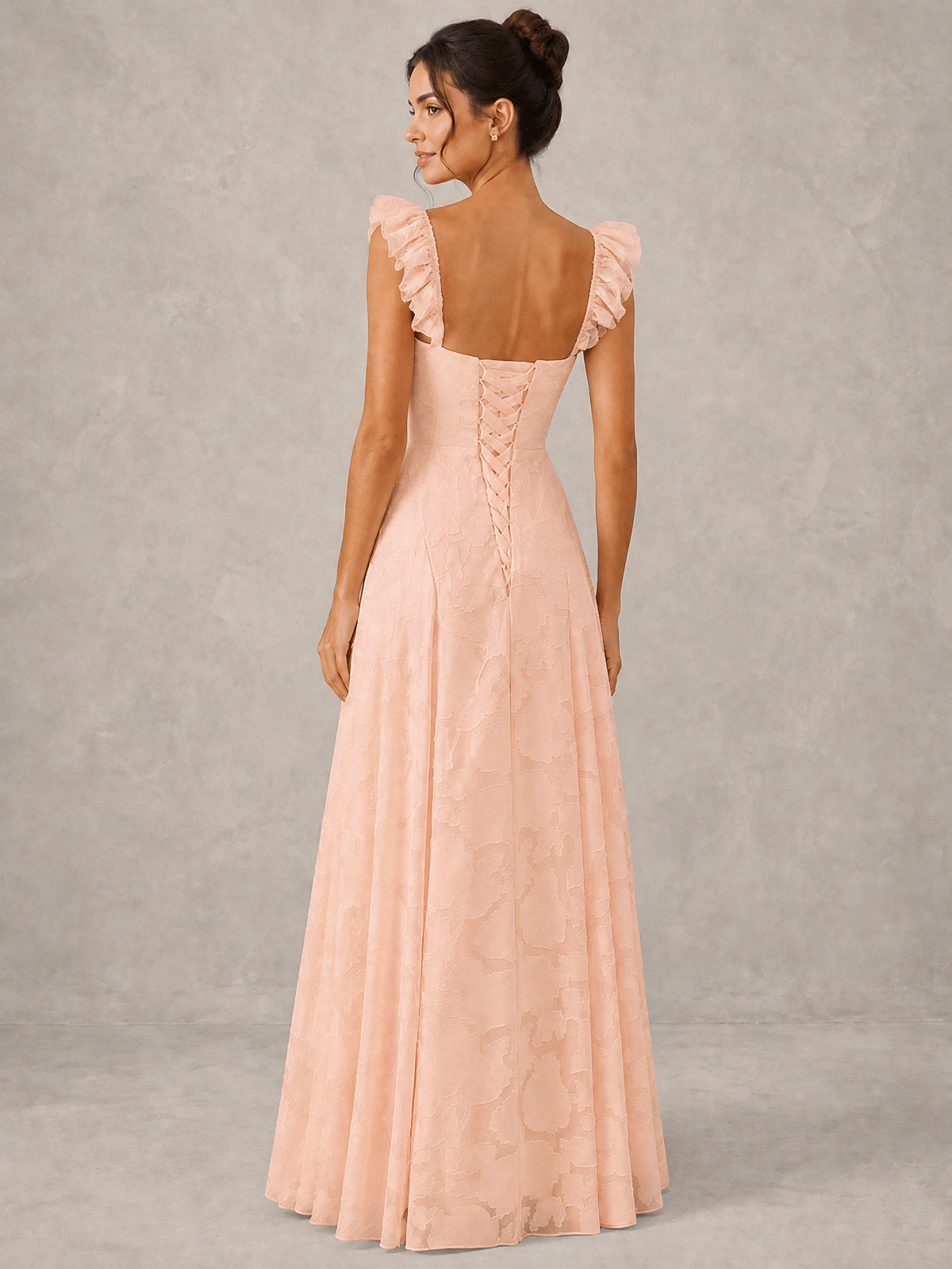 Jacquard Square Neck A-Line Maxi Dress