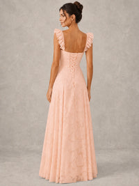 Jacquard Square Neck A-Line Maxi Dress
