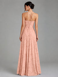A-Line Halter Floral Chiffon Maxi Dress