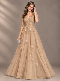 Lace Appliques A-line Mother of The Bride Dresses with Short Sleeves