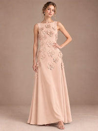 3D Floral Applique Sleeveless Formal Maxi Dress