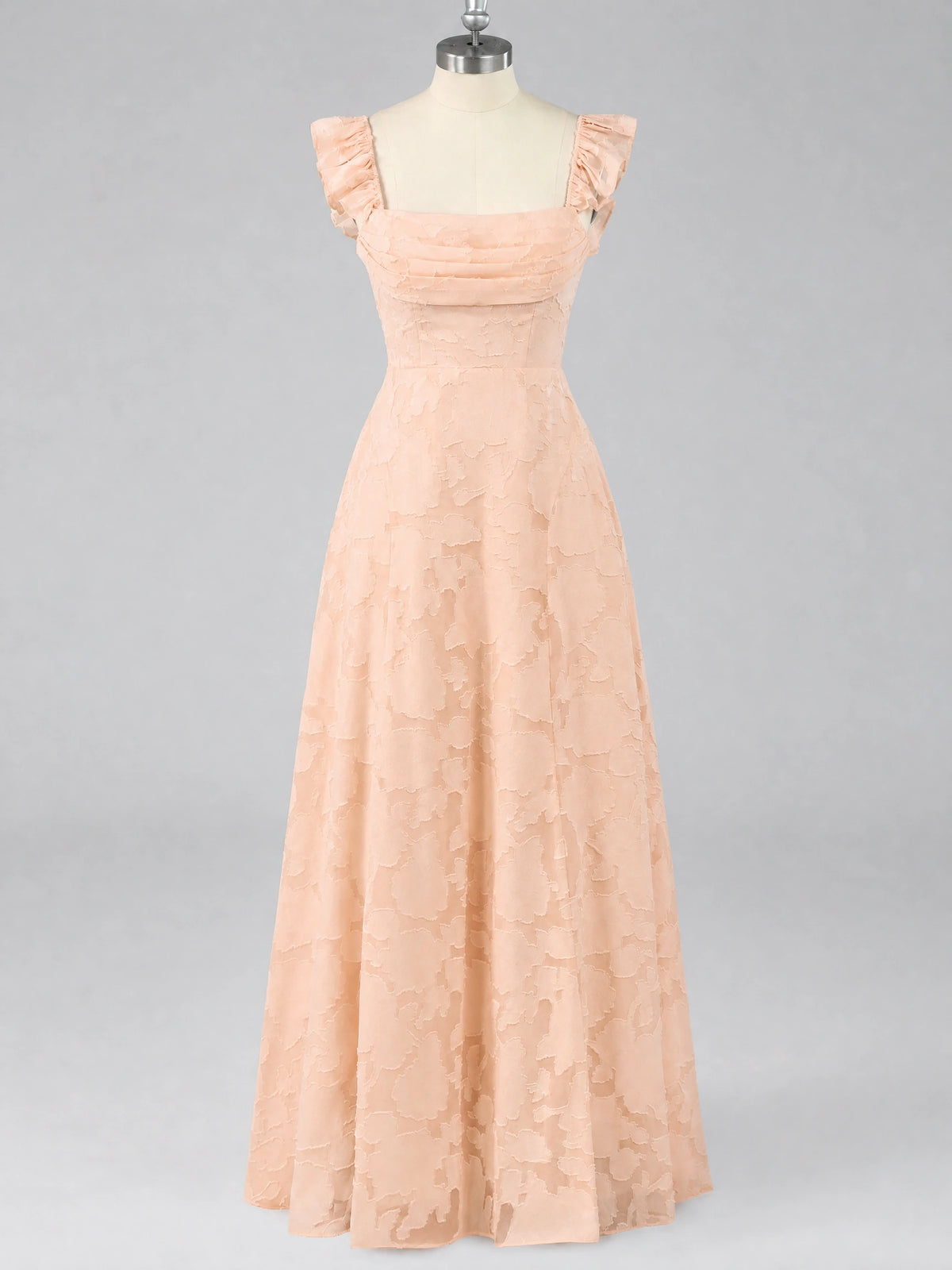Jacquard Square Neck A-Line Maxi Dress