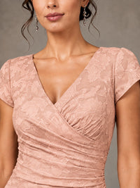 V-Neck Floral Jacquard Mother of the Bride Dress with Slit