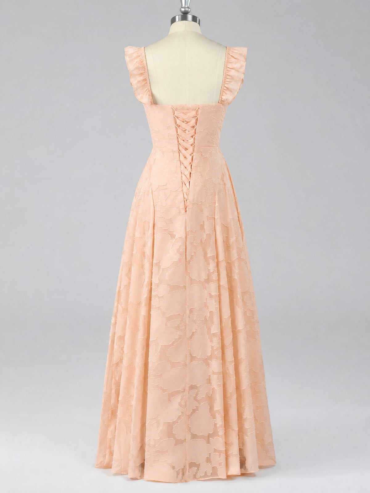 Jacquard Square Neck A-Line Maxi Dress