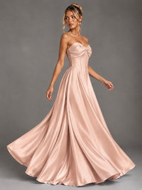 Sweetheart Neck Strapless Satin A-Line Prom Dress