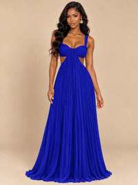 Butter Yellow Pleated Cutout Maxi Dress