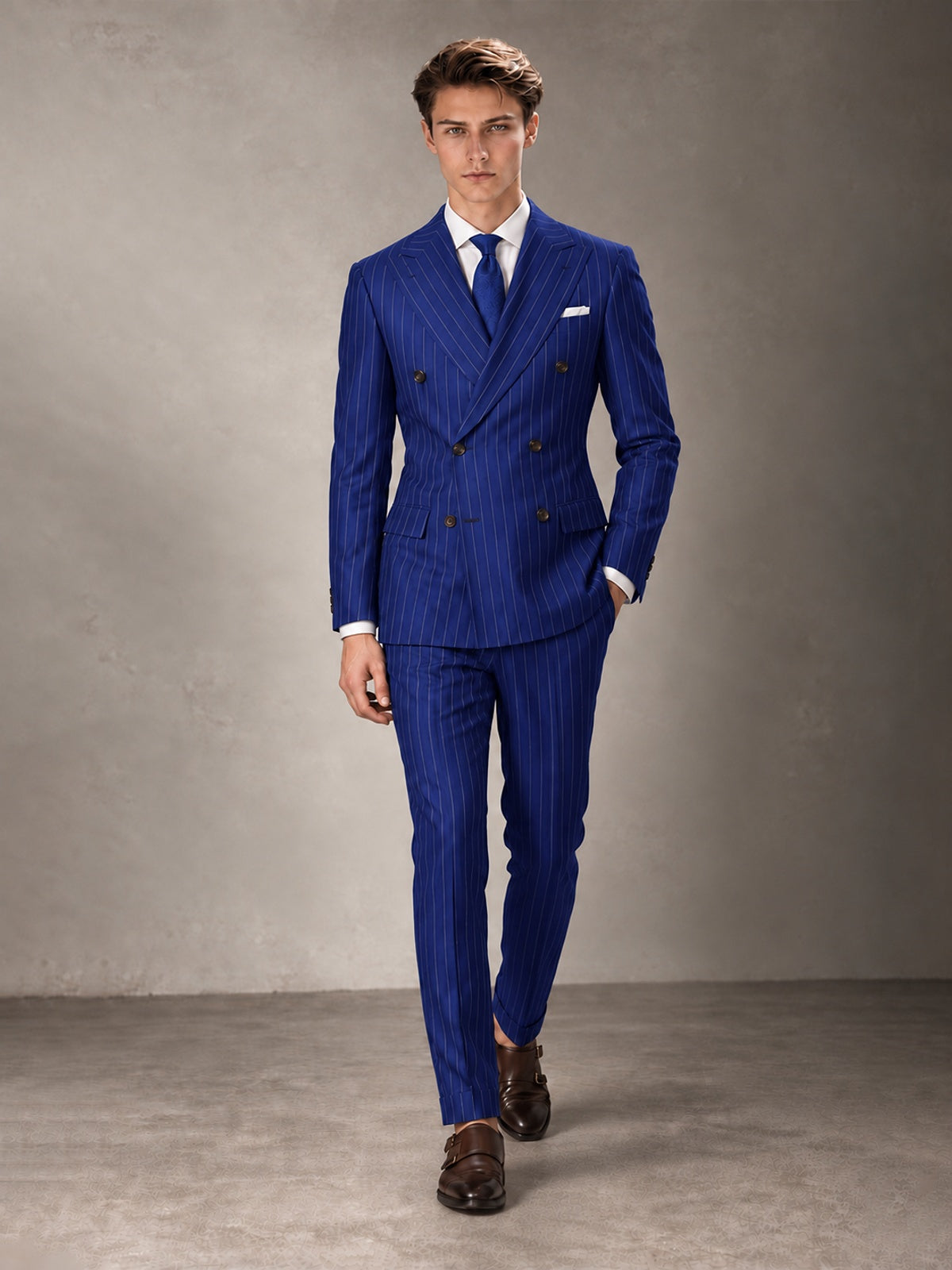 Double Breasted Pinstripe Men's Suit 2 Piece (Jacket & Pants) for Wedding & Formal Prom