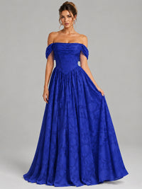 Off Shoulder Jacquard A-Line Maxi Dress