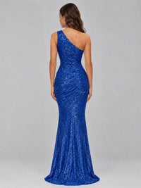 Sequin Mermaid One Shoulder Prom Dress Long formal Gown