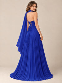 Sweetheart Neckline Pleated Prom Dress Strapless A-line Formal Dress with Flowy Scarf