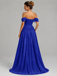Off Shoulder Jacquard A-Line Maxi Dress
