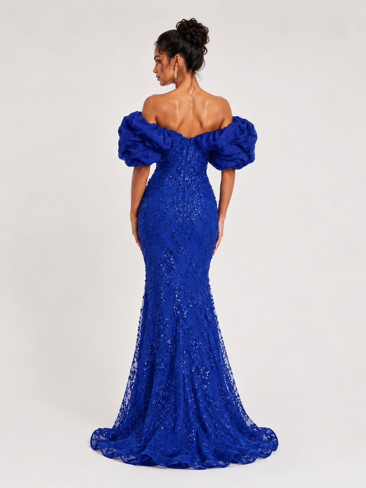 Sequin Off-Shoulder Ruffle Mermaid Prom Dress