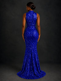 Sparkly Sequin High Neck Mermaid Prom Dress