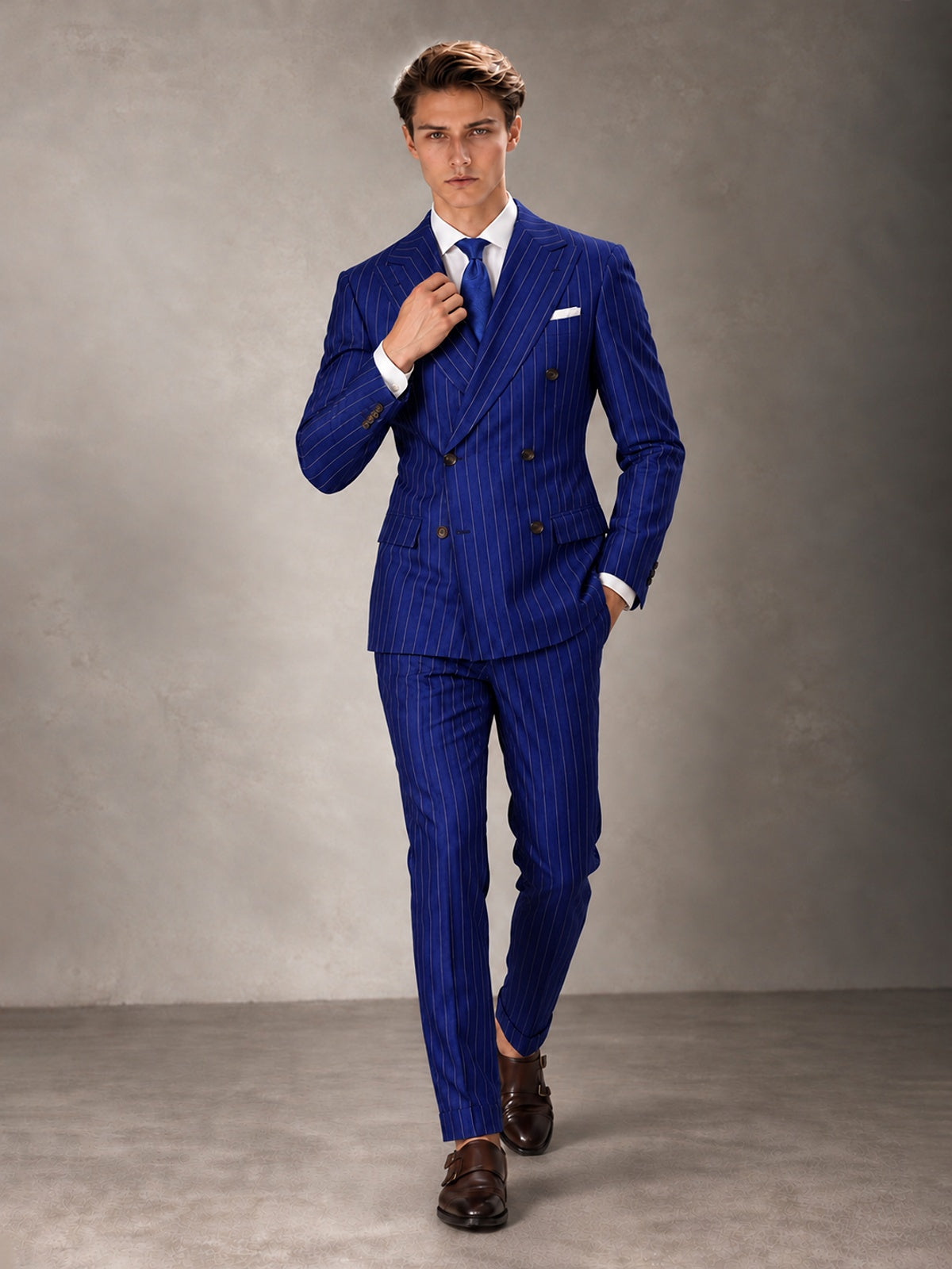 Double Breasted Pinstripe Men's Suit 2 Piece (Jacket & Pants) for Wedding & Formal Prom