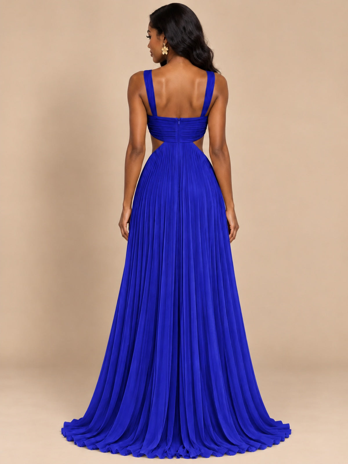 Butter Yellow Pleated Cutout Maxi Dress