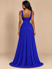 Butter Yellow Pleated Cutout Maxi Dress