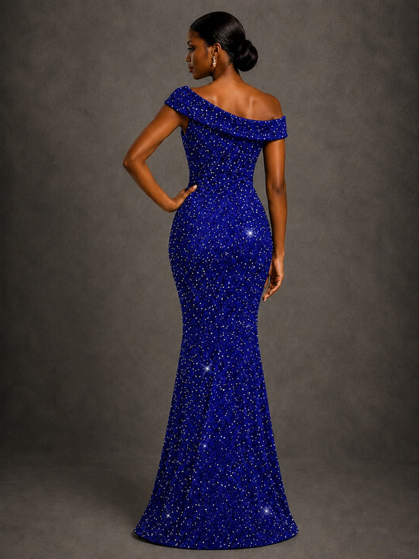 Sequin Off Shoulder Mermaid Prom Dress