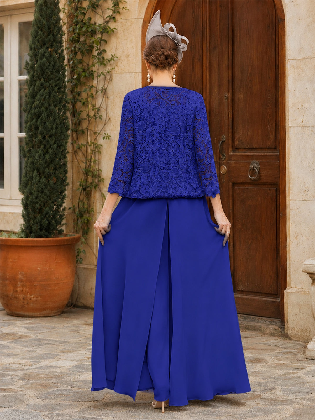 Elegant 3-Piece Chiffon Mother of the Bride Pantsuit with Floral Applique Jacket