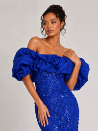 Sequin Off-Shoulder Ruffle Mermaid Prom Dress