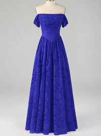 Off Shoulder Jacquard A-Line Maxi Dress