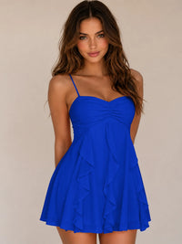 Spaghetti Straps Ruched Sweetheart Short Homecoming Dresses