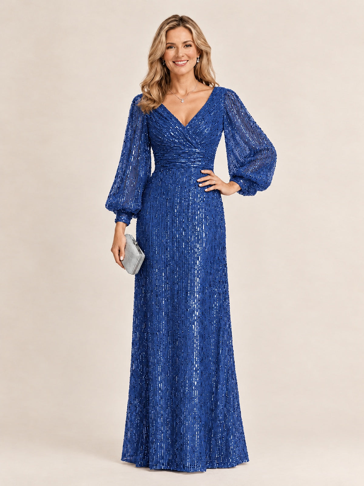 Sparkle Sequin Mother of The Bride Dresses with Long Sleeves