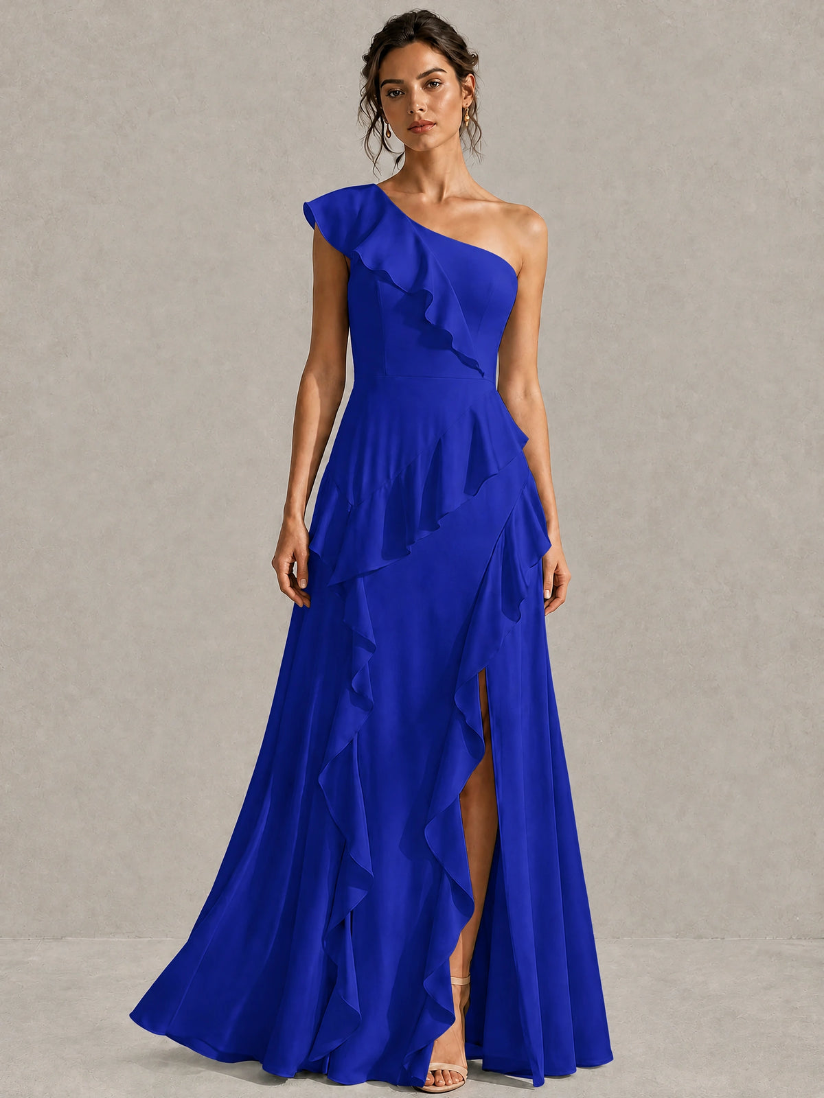 Sage Green One Shoulder Ruffle Bridesmaid Dress