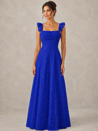 Jacquard Square Neck A-Line Maxi Dress