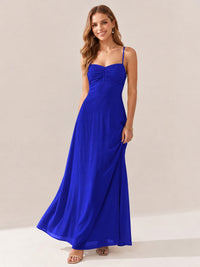 JOVELLEE Yellow Sweetheart Ruched Bust Chiffon Maxi Dress