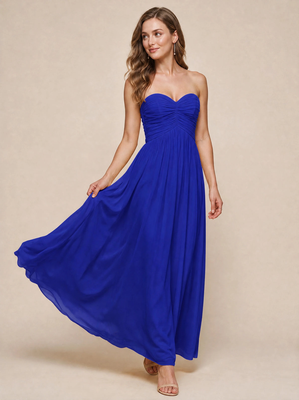 Strapless Pleated Chiffon A-Line Bridesmaid Dress