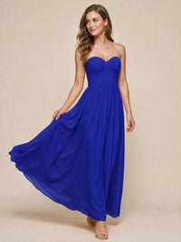 Strapless Pleated Chiffon A-Line Bridesmaid Dress