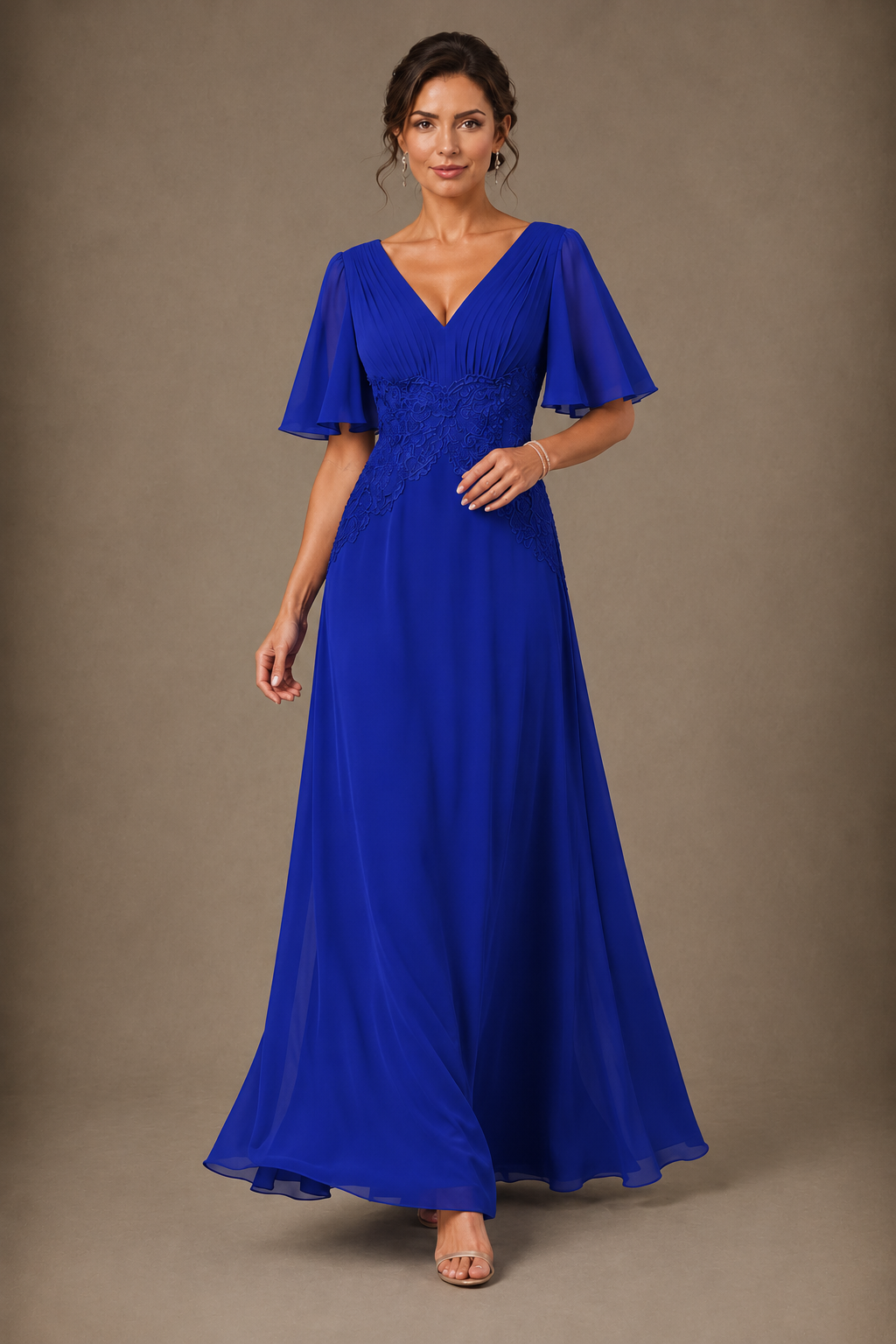 A-Line Chiffon Mother of the Bride Dress with Applique