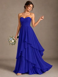 Strapless Ruffle A-Line Maxi Dress