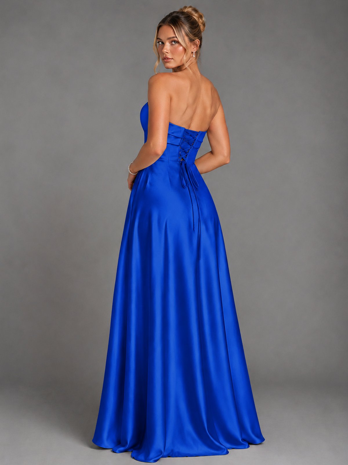 Sweetheart Neck Strapless Satin A-Line Prom Dress